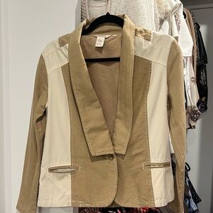 Sundance Linen Tailored Two-Tone Tan & Cream Women's Blazer